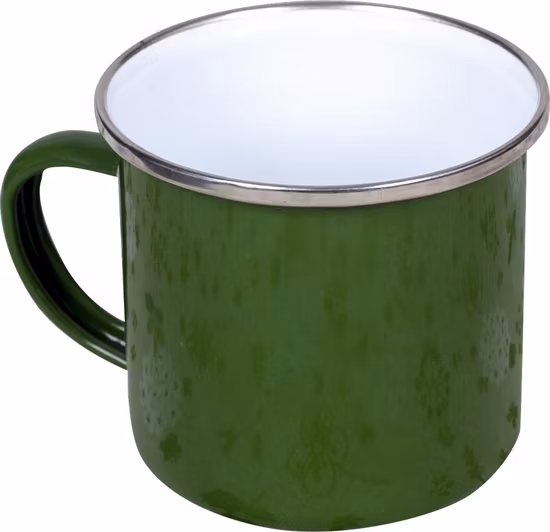 Emaille-Tasse mit Edelstahlrand/Kaffeetasse/Kaffeebecher/Teetasse/Milchbecher